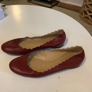 Chloe Lauren Scalloped leather ballet flats